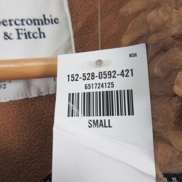 Abercrombie & Fitch Faux Fur Cropped Jacket Women S Brown Zip Up Cozy Preppy 674 - Picture 4 of 11